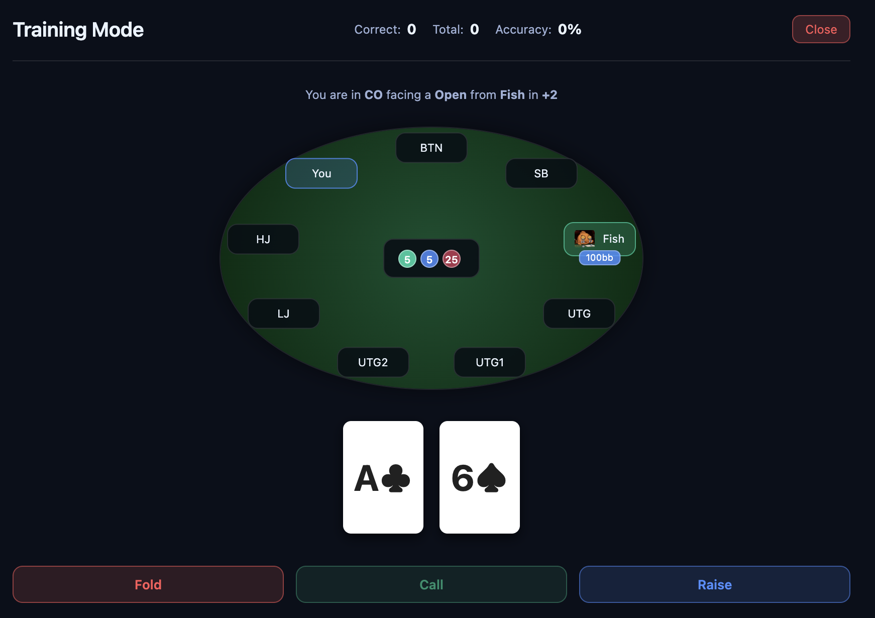 Preflop preflop training mode for live poker players